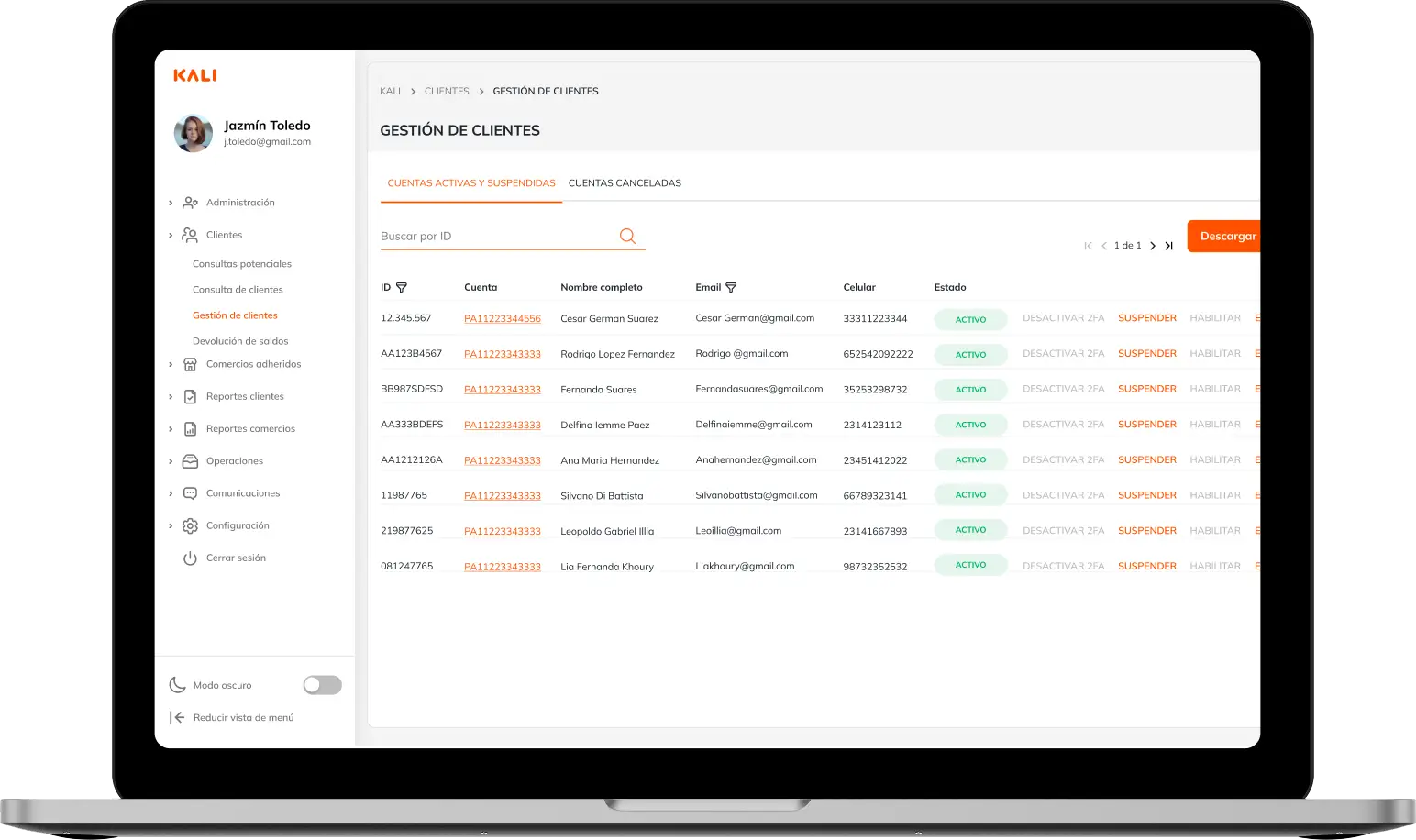 KALI Comercios Adheridos Portal